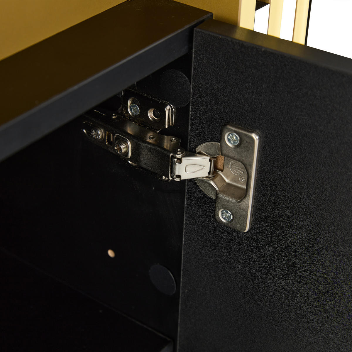 SIDEBOARD Schwarz und Goldfarben 140/38/70 cm - Schwarz, Holzwerkstoff (140/70/38cm) - PANGIVO
