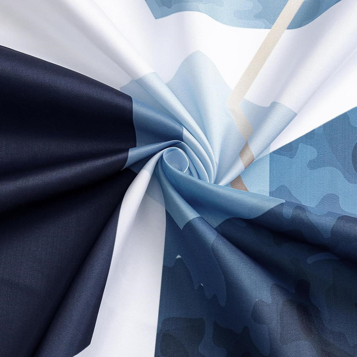 DUSCHVORHANG Blau geometrisch 90 x 180 cm modern wasserdicht fürs Badezimmer - Blau, Textil (90/180cm) - MCBOSON