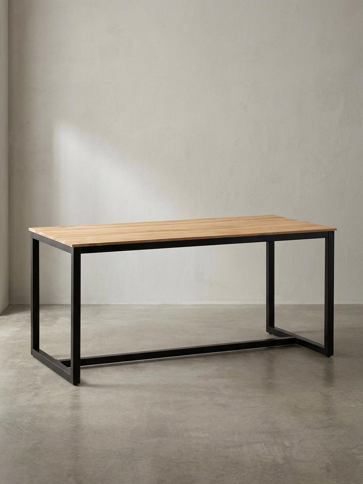 ESSTISCH Massivholz Metall Rechteckig Loft-Stil, Akazie 160x80x76 cm - Schwarz/Akaziefarben, Holz/Metall (80/160/76cm) - KADIMA DESIGN