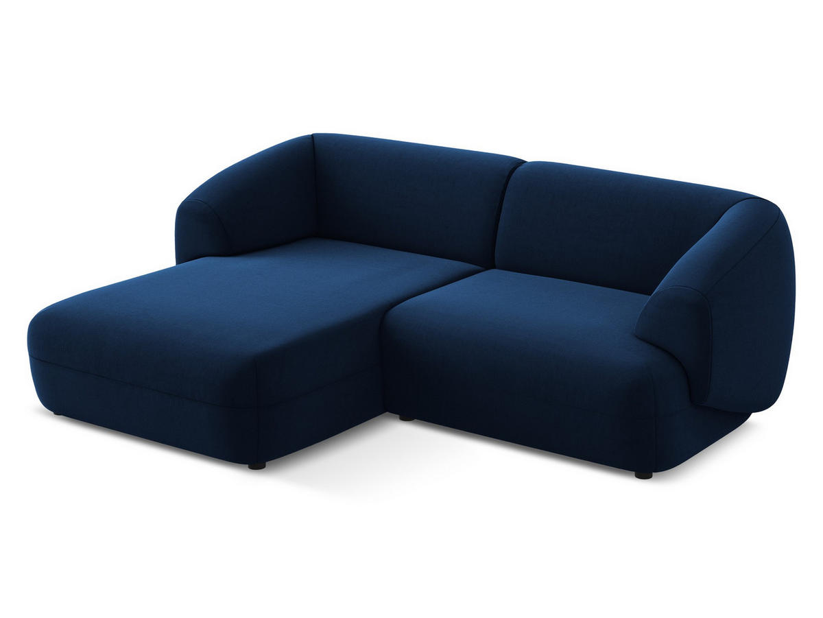 3-SITZER SOFA Samt Stoff Blau - Blau/Schwarz, Kunststoff/Textil (210/74/105cm) - Makamii