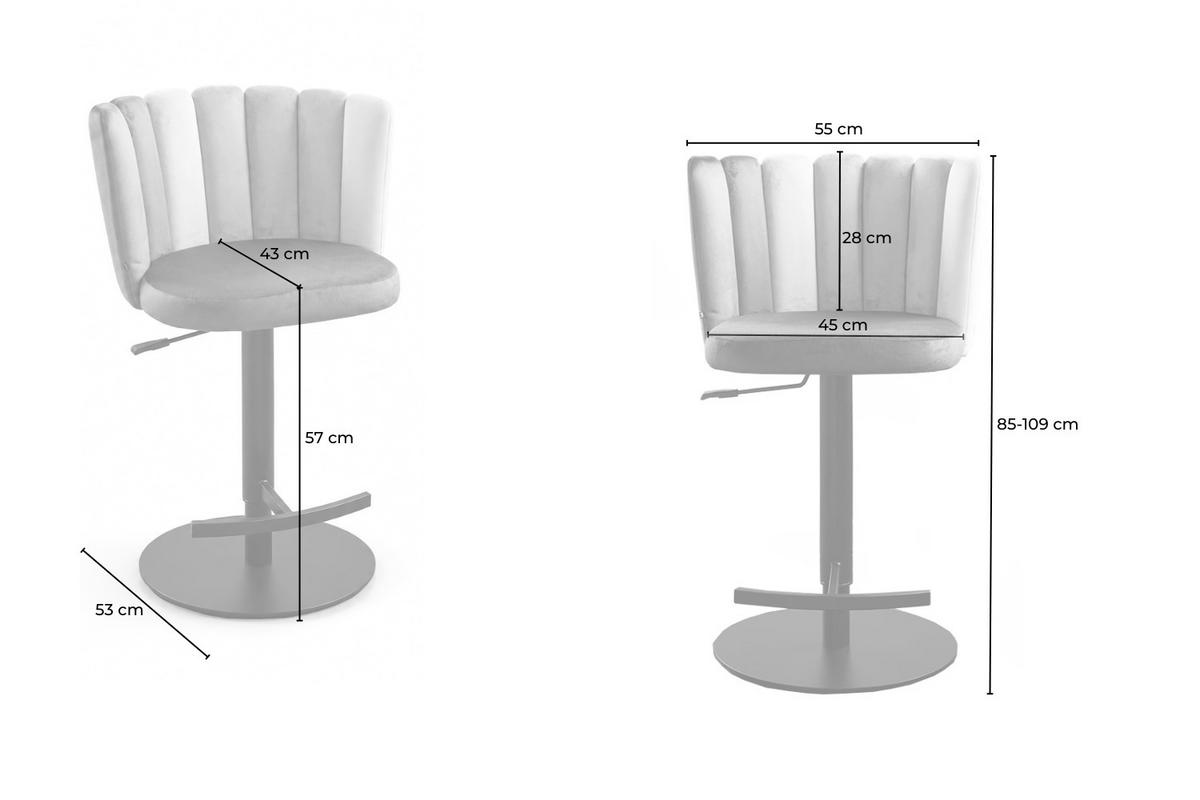 BARHOCKER JADA Braun Velvet Höhenverstellbar, Drehbar (360°) (1er-Set) - Dunkelbraun/Braun, Kunststoff/Textil (55/85/53cm) - KAWOLA