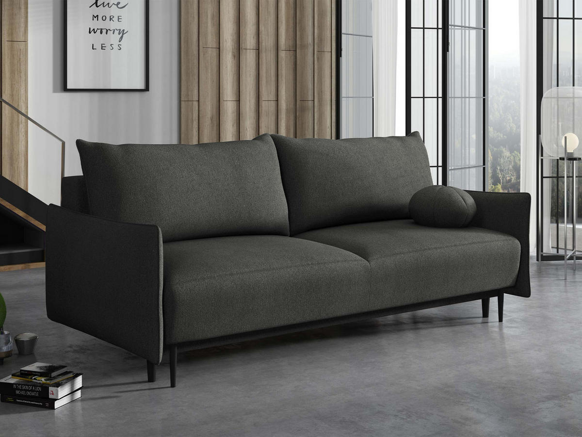 SCHLAFSOFA Dalia - Dunkelgrau/Schwarz, Holz/Textil (225/88/98cm) - MIRJAN24