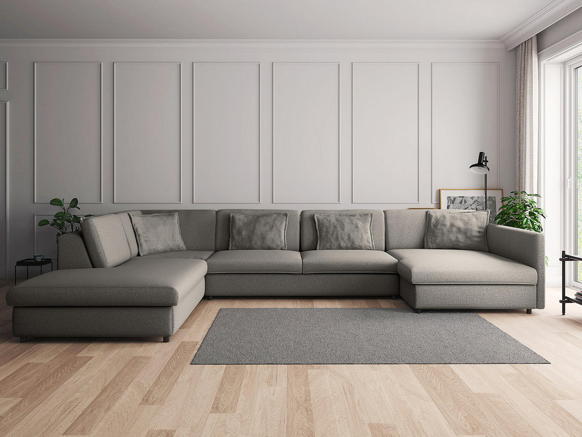 WOHNLANDSCHAFT - Schwarz/Grau, Kunststoff/Textil (431/84/272cm) - home24