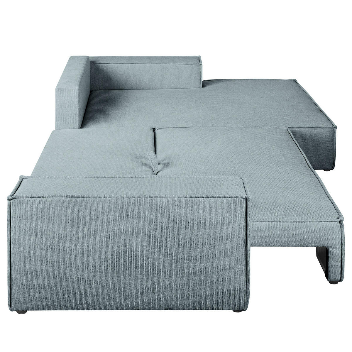 ECKSOFA mit Schlaffunktion - Longchair - Blaugrau/Schwarz, Kunststoff/Textil (294/185cm) - home24