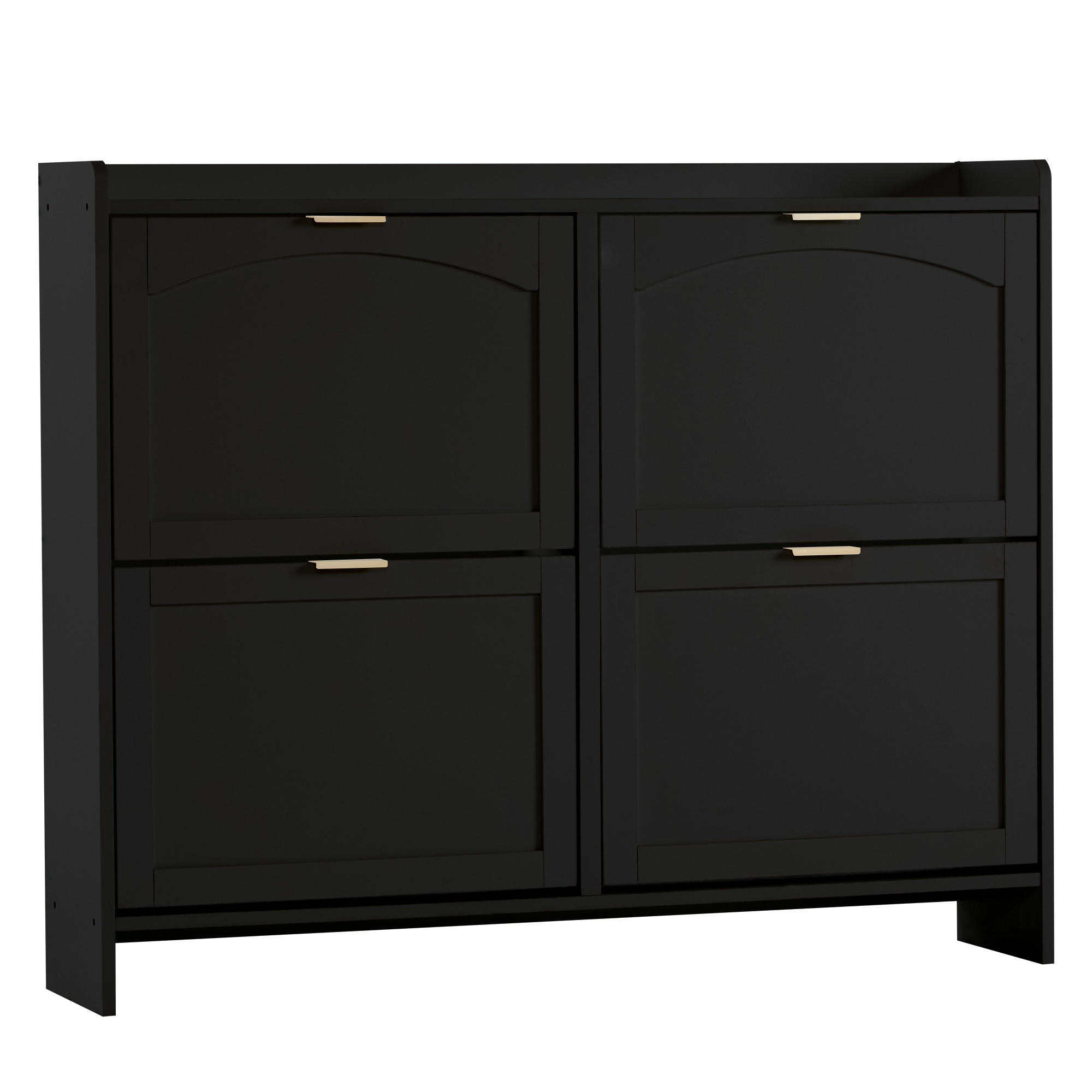 SCHUHKIPPER DE-37902 mit 4 Klappenfächern Schwarz - Schwarz, Holzwerkstoff (110/90/24cm) - ComfortXL