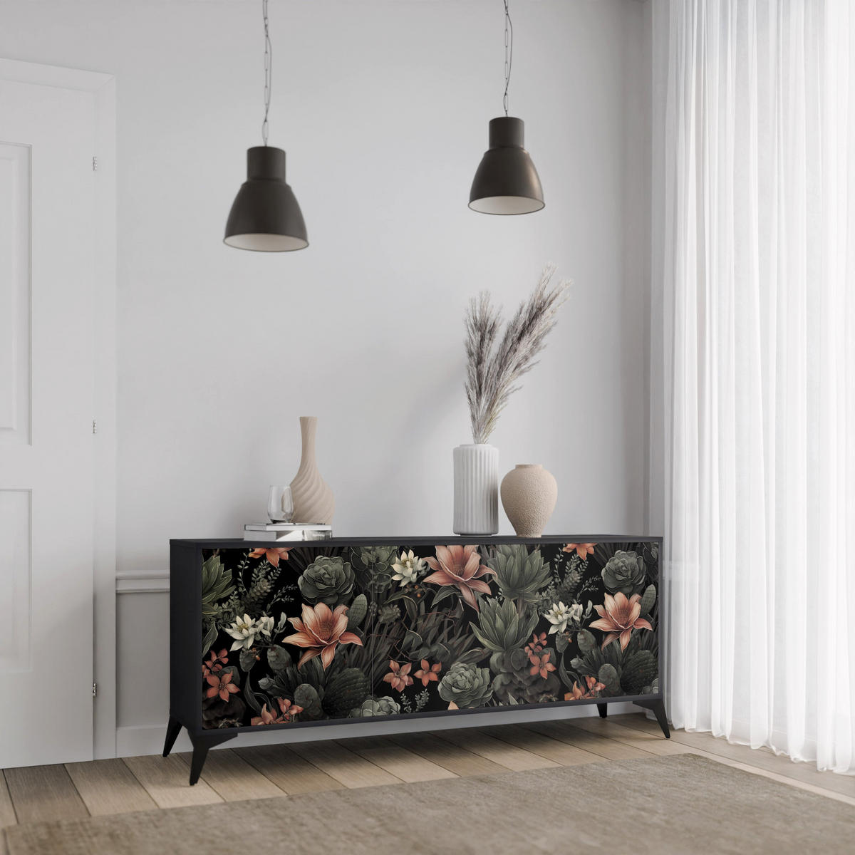 SIDEBOARD SECRET VERDURE, Eicheneffekt, 164,5x42x77,5 cm, 3 Türen - Eichefarben/Buchefarben, Holzwerkstoff/Buchenholz (164.5/77.5/42cm) - SpaceRebels