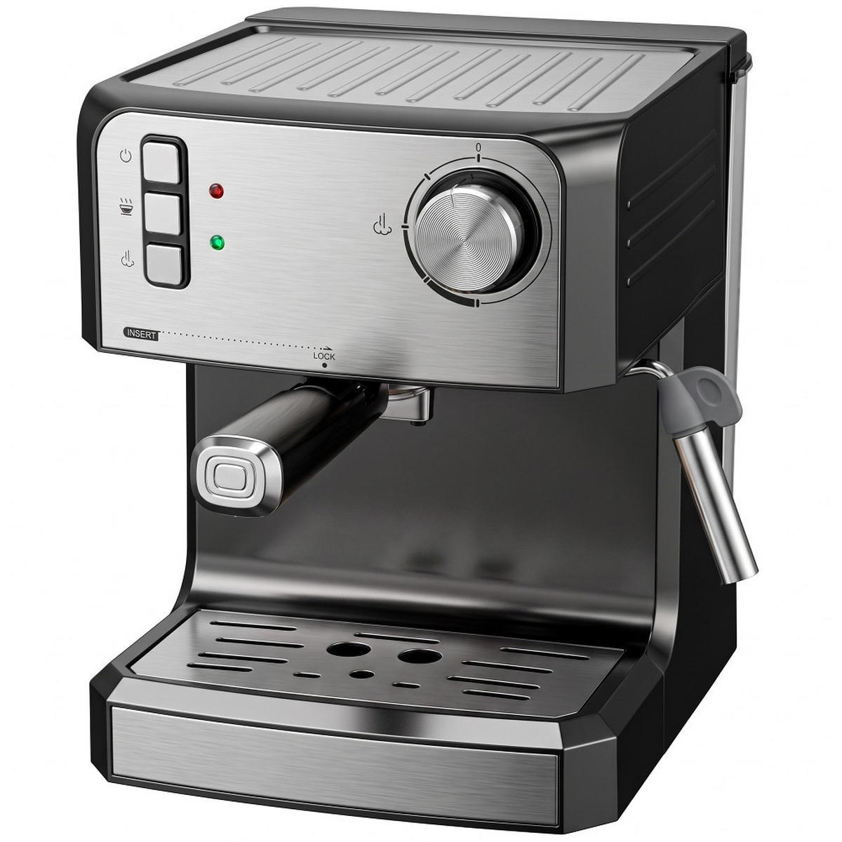 ESPRESSOMASCHINE 20 Bar mit Milchaufschäumer Schwarz - Schwarz, Metall (22/28/29cm) - Rolipo
