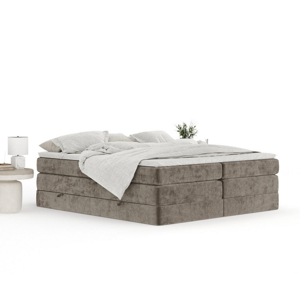 Thumbnail - Maison de Reve Boxspringbett, Braun, Textil, Buche, Kiefer, H3 + H4, 7-Zonen, Höhe ca. 40 cm, 180x200 cm, Handmade in Eu...