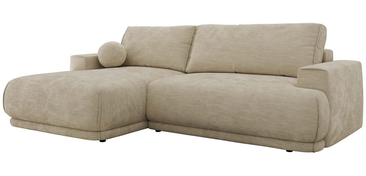 ECKSCHLAFSOFA RINA L Beige Schenille glatt - links - Beige/Schwarz, Kunststoff/Textil (267/170cm) - MKS