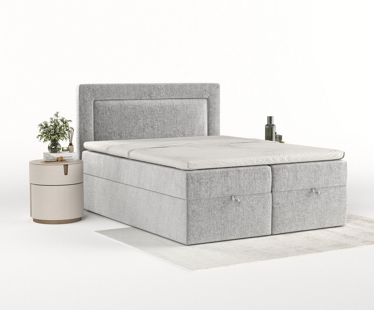 BOXBETT Palmera Hellgrau 140/200 cm - Hellgrau/Schwarz, Holz/Holzwerkstoff (140/200cm) - Maison de Reve