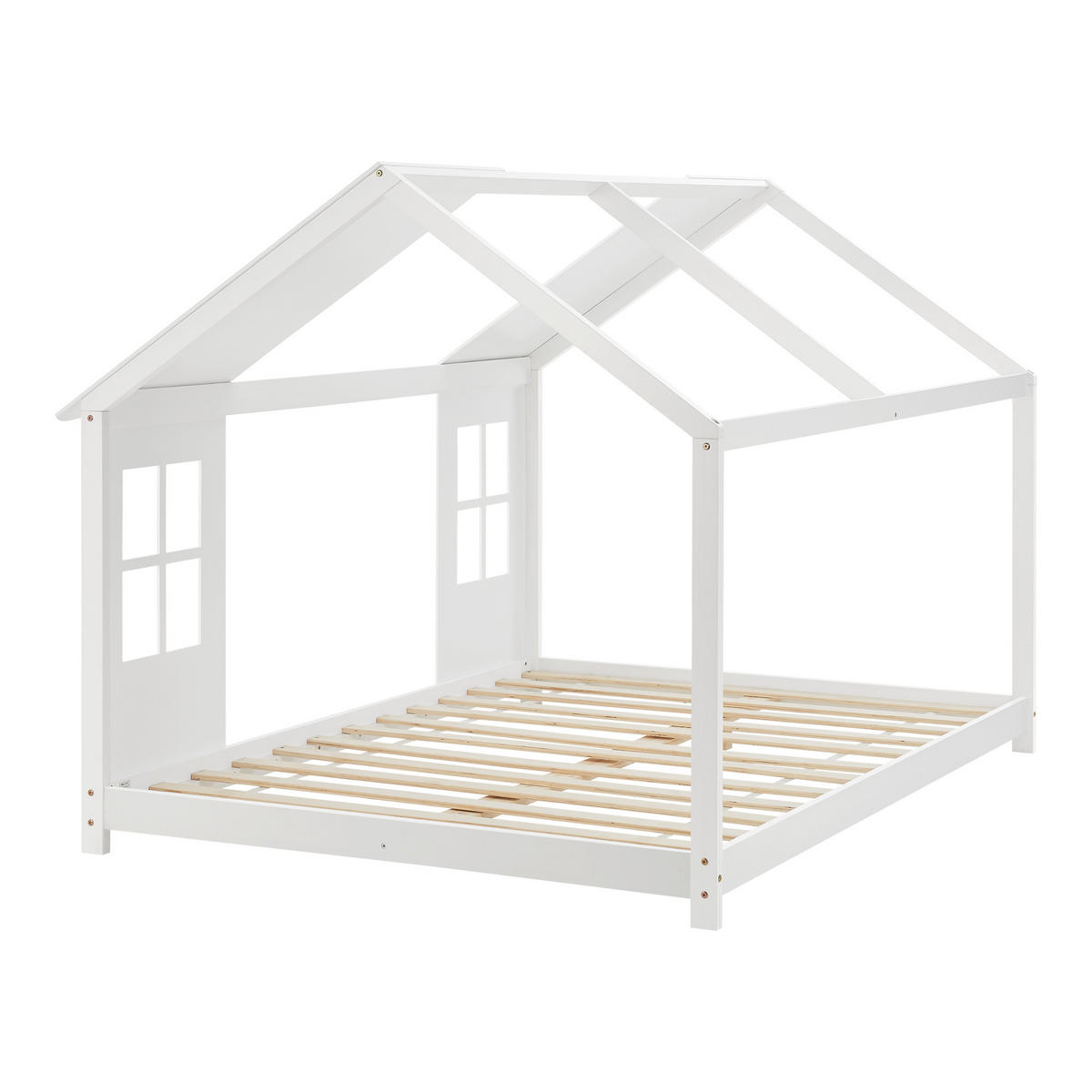 HAUSBETT Tostedt - Weiß, Holz (120/200cm) - [en.casa]