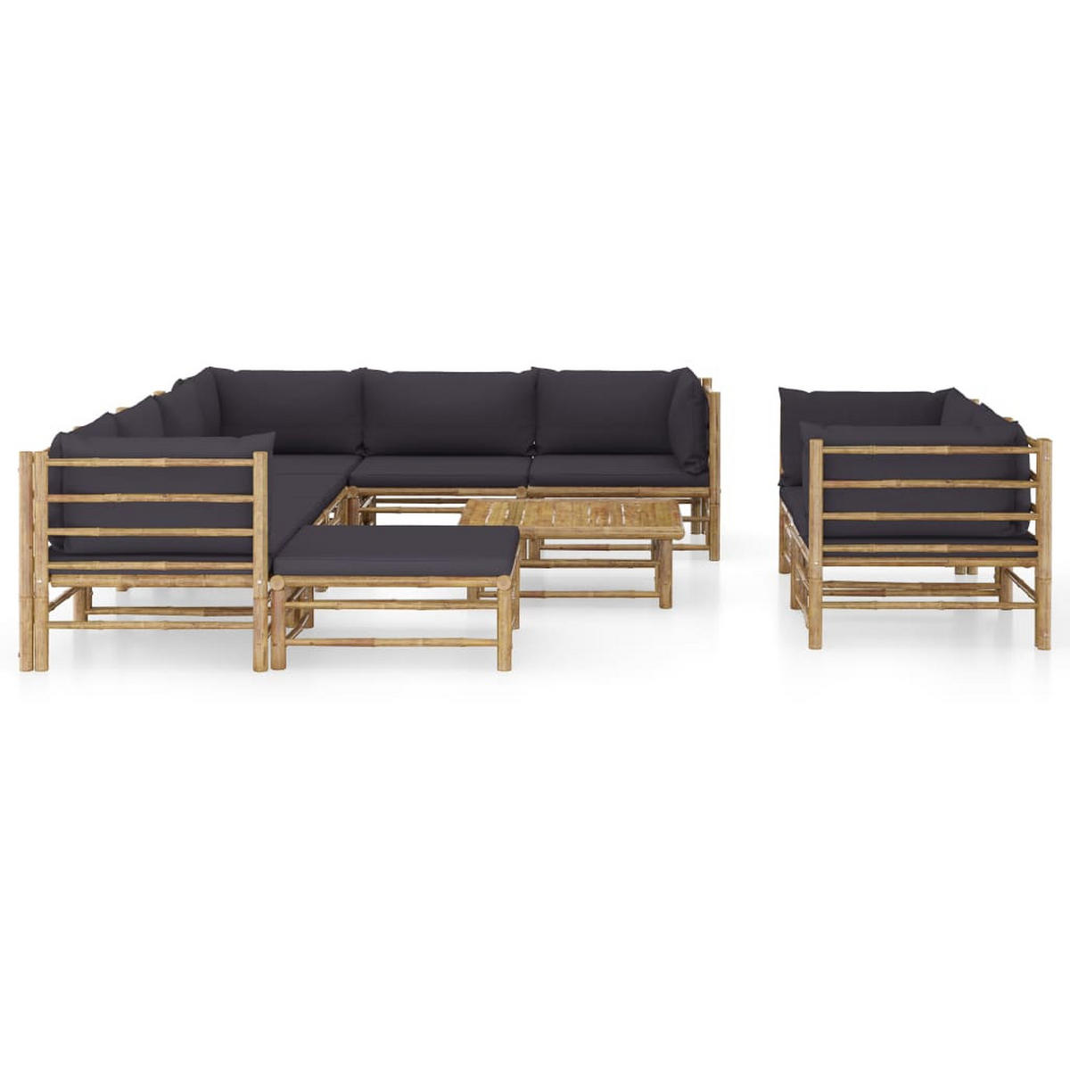 GARTENSET Resnik 10-teilig - Grau, Naturmaterialien - Nettlife