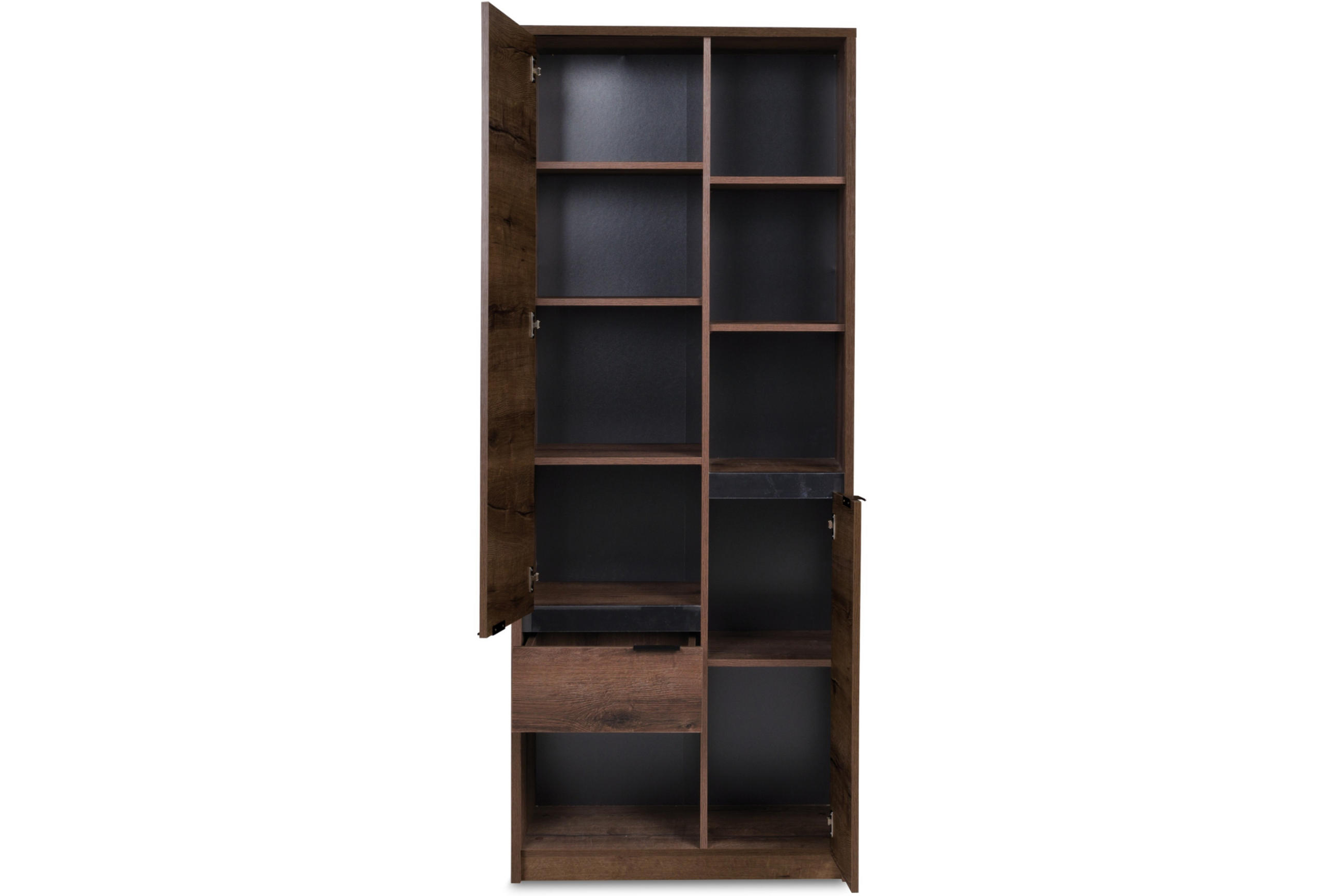 REGAL MERO mit Türen und Schubladen, Dunkelbraun - Dunkelbraun, Holzwerkstoff (80/200/40cm) - KONSIMO®