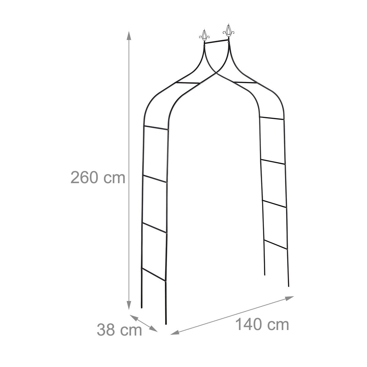 ROSENBOGEN - Schwarz, Metall (140/260/38cm) - Relaxdays