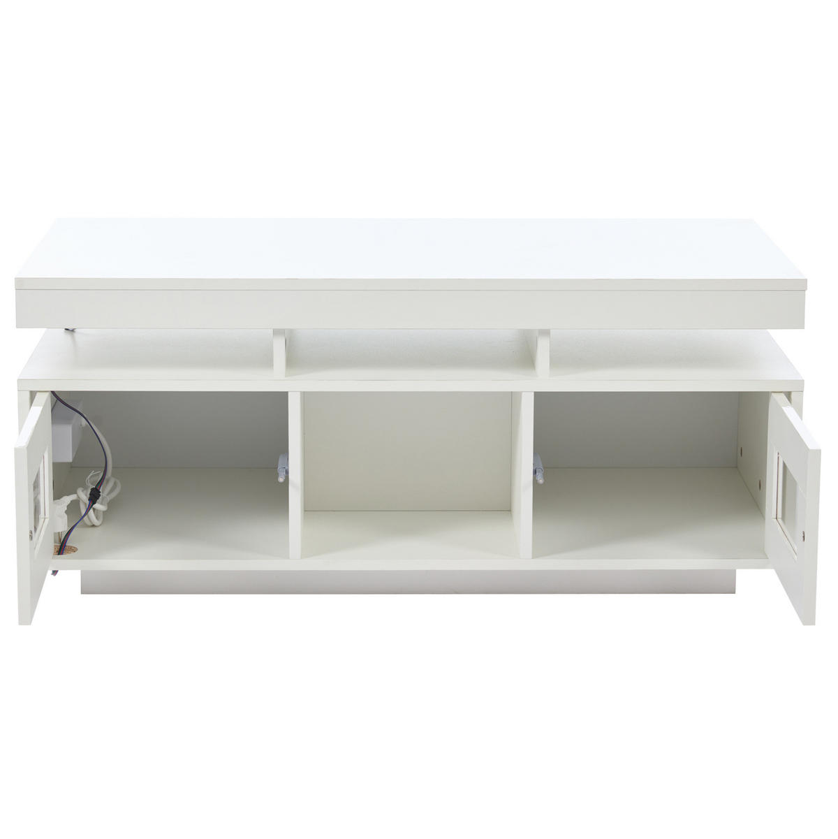 COUCHTISCH mit LED und Steckdose 100x50x43 cm Hochglanz Weiß - Weiß, Holzwerkstoff (100/50/43cm) - Meubliv
