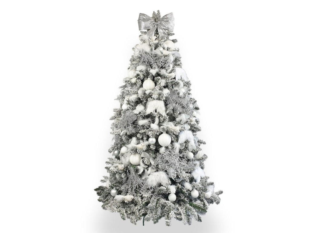 WEIHNACHTSBAUM künstlicher 150 cm, SCHNEEKÖNIGIN, mit 90-teiligem Weihnachtsbaumschmuck, inkl. Metallständer und Aufbewahrungsbox - Silberfarben/Weiß, Kunststoff/Metall (96/150cm) - LAALU