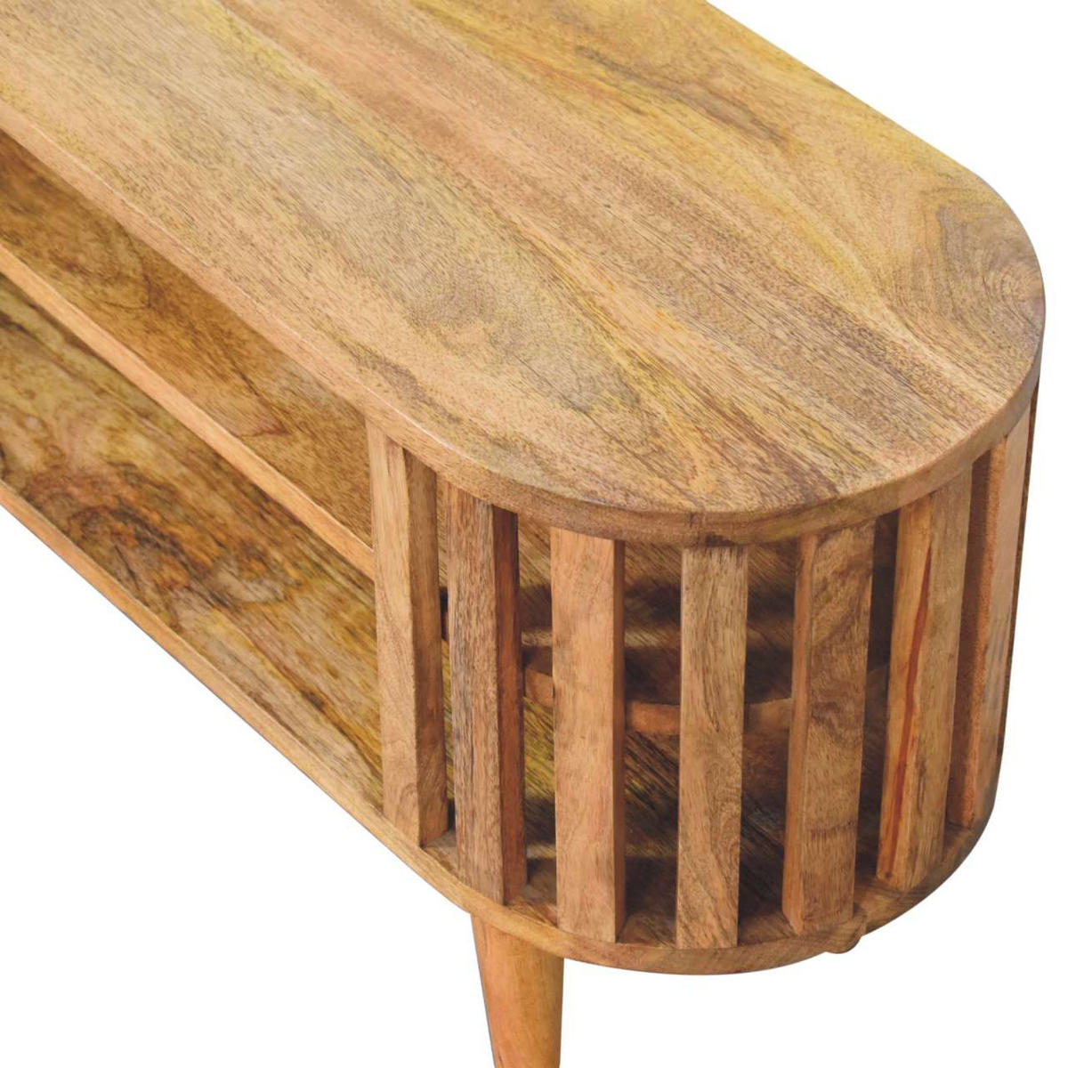 TV-MÖBEL Mini Ariella, 2 Offene Regale, Hellbraun - Hellbraun/Beige, Mangoholz/Holz (88/47/30cm) - Artisan Furniture