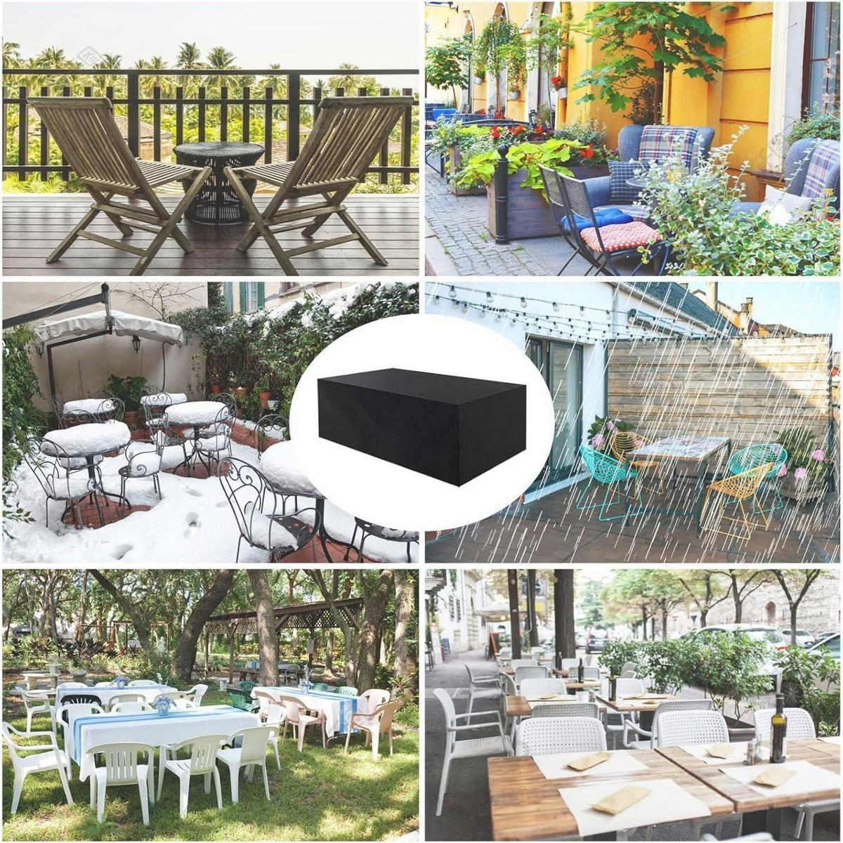 GARTENMÖBEL Abdeckung 123 x 123 x 74 cm Schwarz - Schwarz, Textil (123/74/123cm)