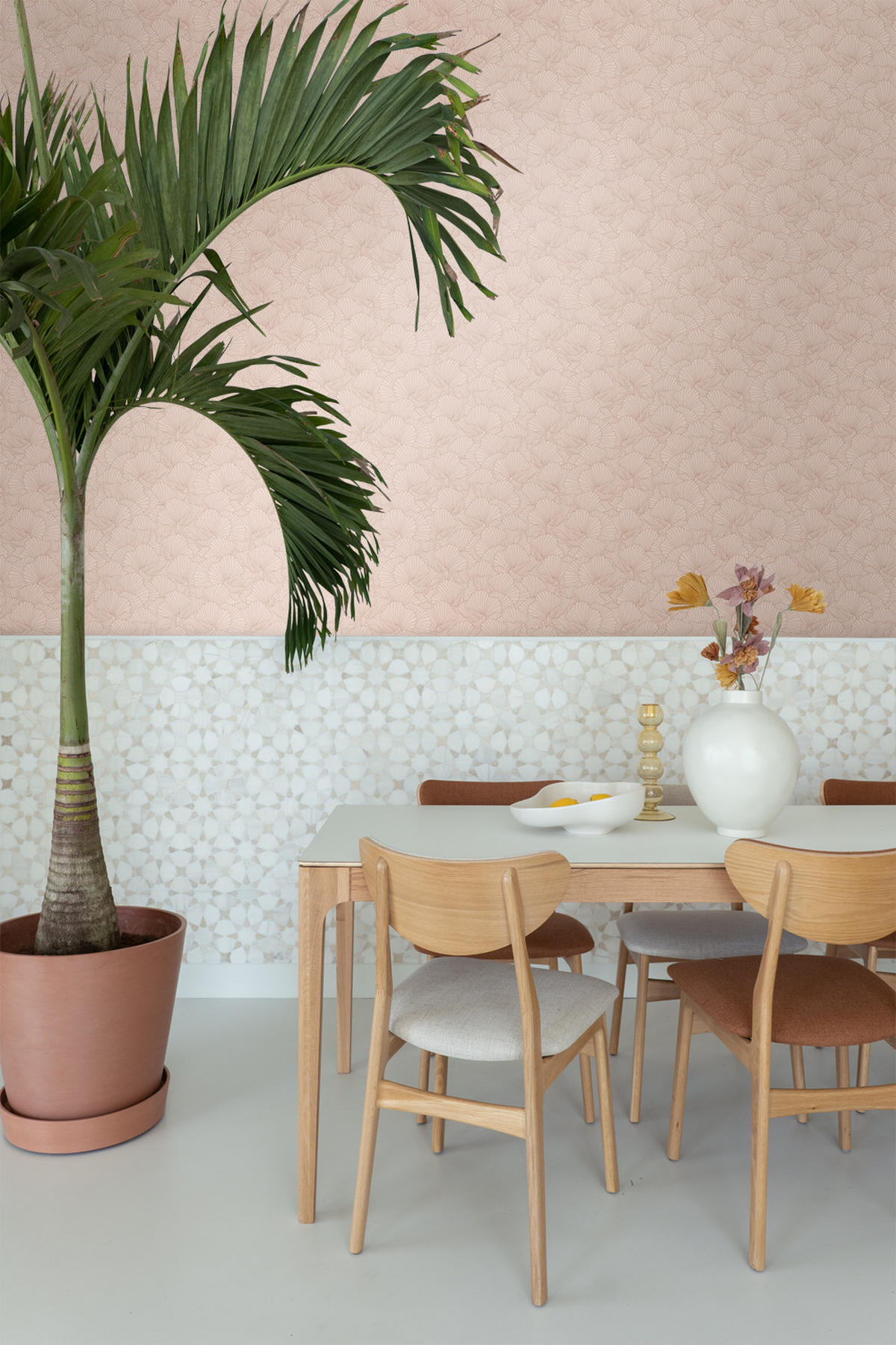 TAPETE gezeichnete Blätter 53 cm x 10.05 m - Pink, Papier (53/1000cm) - ESTAhome