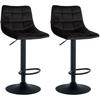 BARHOCKER 2er Set Samt schwarz - Schwarz, Textil/Metall (43/87/46.5cm) - CLP