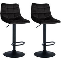 BARHOCKER 2er Set Samt schwarz - Schwarz, Textil/Metall (43/87/46.5cm) - CLP