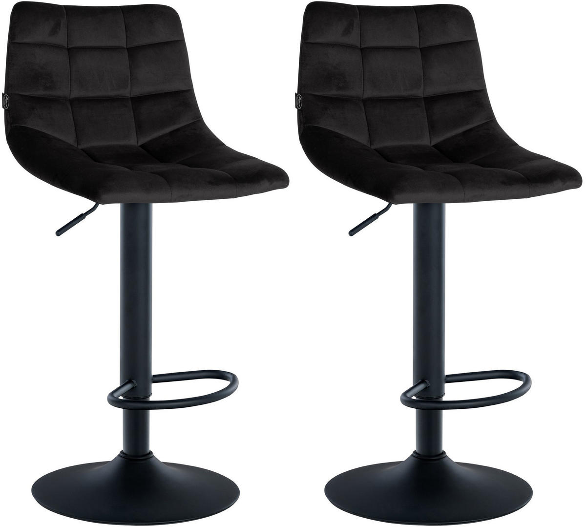 BARHOCKER 2er Set Samt schwarz - Schwarz, Textil/Metall (43/87/46.5cm) - CLP