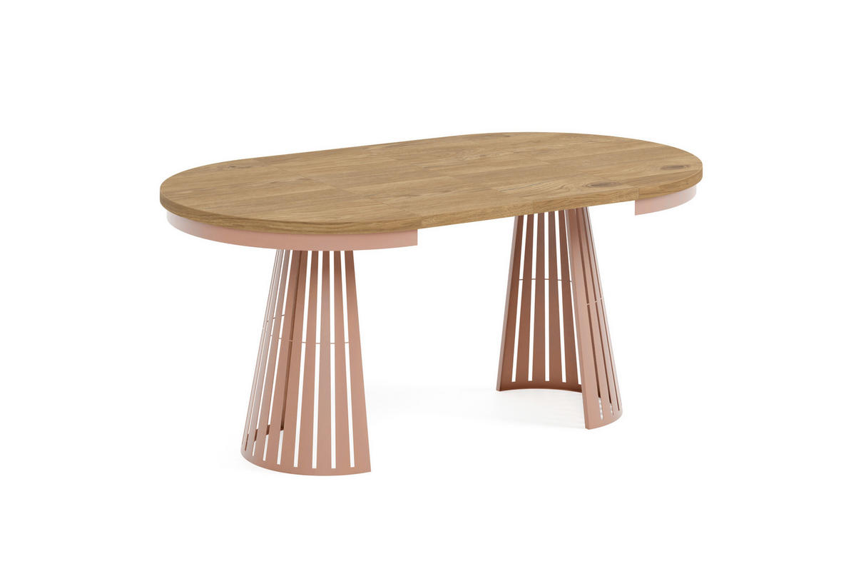 ESSTISCH Cone Bis - Eichefarben/Kupferfarben, Holzwerkstoff/Metall (100/100/76cm) - Meblini