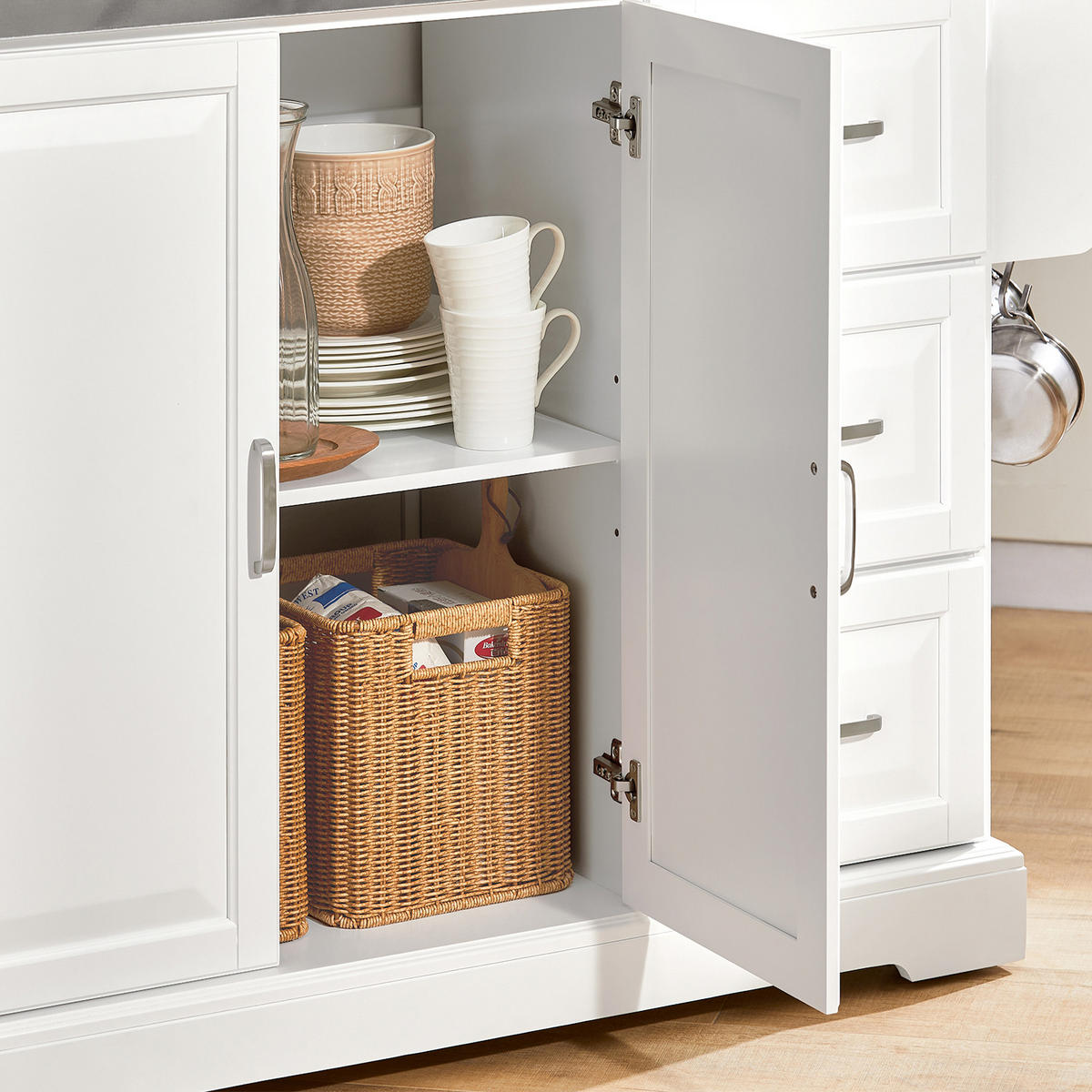 KÜCHENINSEL Weiß - Weiß/Grau, Holzwerkstoff (130/91/46cm) - SoBuy
