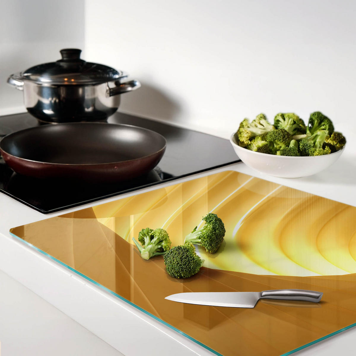GLASPLATTE 60x52 cm Abstrakter Wirbel - Schwarz, Glas (60/0.4/52cm) - TULUP