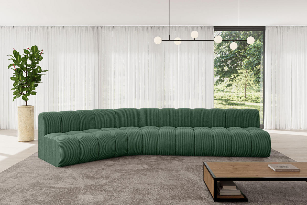 ECKSOFA modulares Sofa Montra-L2 - 381x174x70 cm Grün - Grün, Holzwerkstoff/Textil (381/174cm) - ALTDECOR