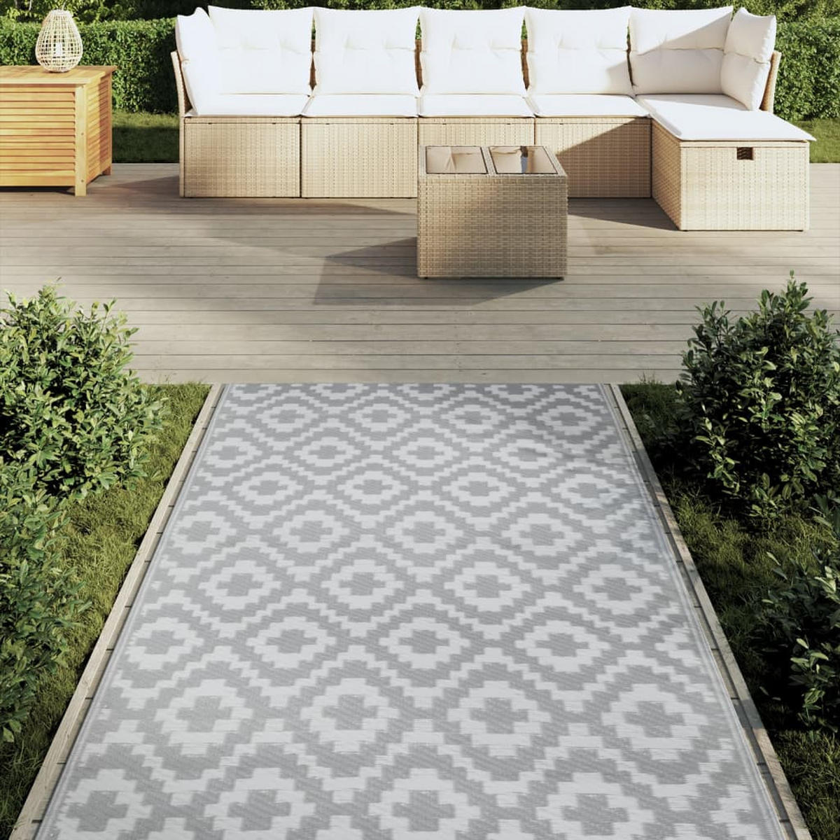 OUTDOOR-TEPPICH Arakil Grau 120/180 Cm PP - Grau, Kunststoff (180/120cm) - vidaXL