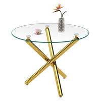 ESSTISCH 80/80/76 cm mit Tischplatte aus gehärtetem Glas, Kreuzfuß und verstellbaren Gleitern, Gold - Goldfarben, Metall (80/80/76cm) - Redom