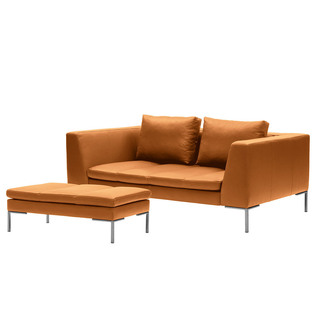 2-SITZER - Chromfarben/Cognac, Leder/Metall (174/81/105cm) - home24