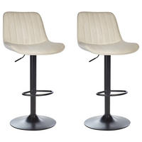 DREHHOCKER 2er-Set Samtstoff Helles Beige Dubrovnik - Beige/Schwarz, Textil (51/88/54cm) - Beliani