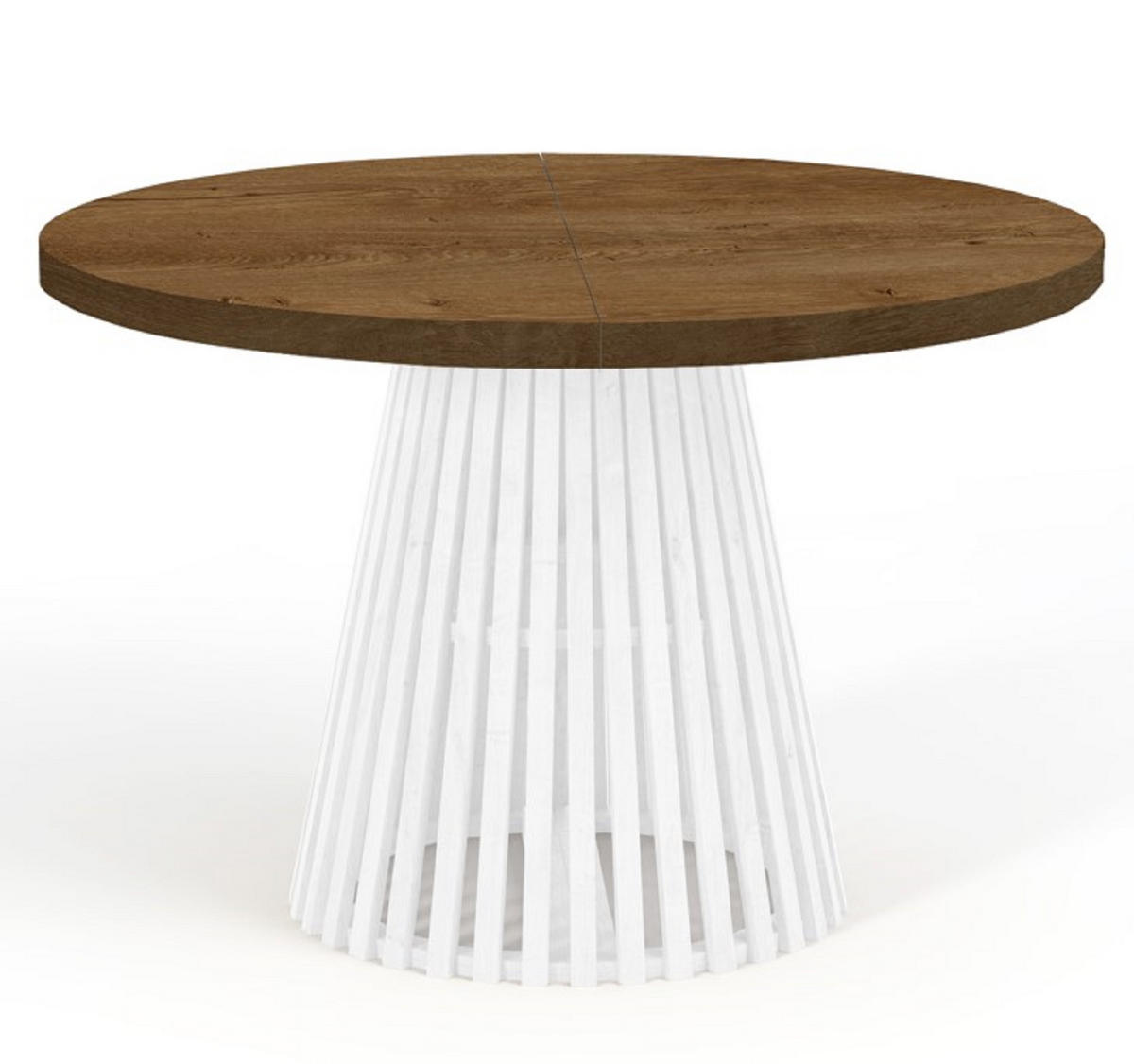 ESSTISCH runder ausziehbarer Tisch für Esszimmer DOVER 90 / 190 cm, Farbe: Eiche Lefkas / Weiß - Dunkelbraun/Weiß, Holz (190/90/77cm) - Dekori_Interiors