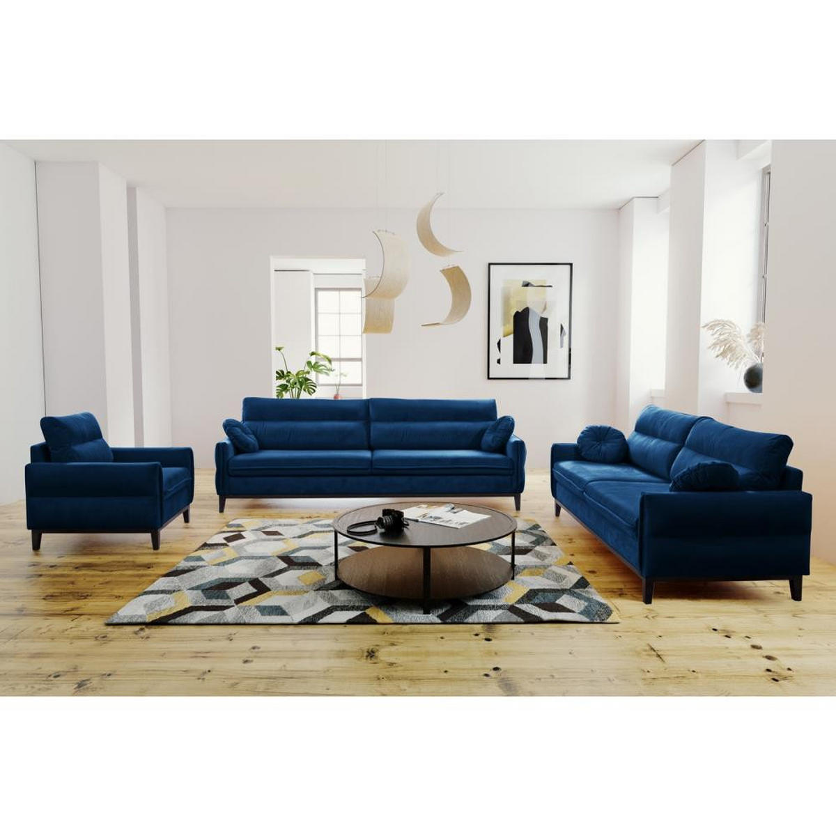 SOFA 2-SITZER Belweder Velours dunkelblau - Wengefarben/Dunkelblau, Holz/Textil (218/95/94cm) - Beautysofa