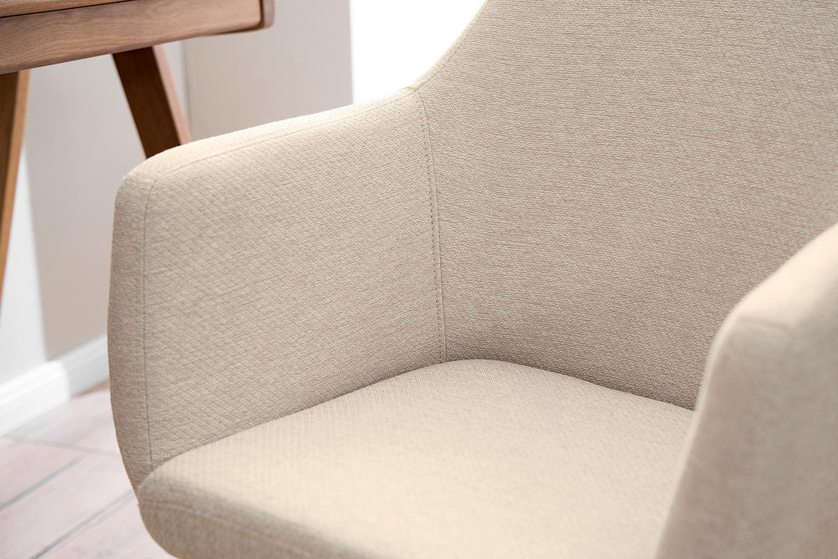 BÜRODREHSTUHL - Beige, Textil/Metall (58/91/58cm) - home24