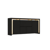 SIDEBOARD 160x35x75 cm 2 Schubladen 4 Türen LED schwarz - Schwarz, Holz (160/75/35cm) - Fortuna Lai