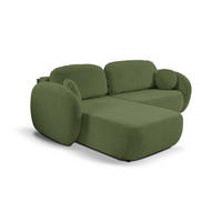 ECKSOFA AMICO L-S Olivgrün Geflochtener Stoff mit Schlaffunktion - Olivgrün, Holz (248/174cm) - MASSENO