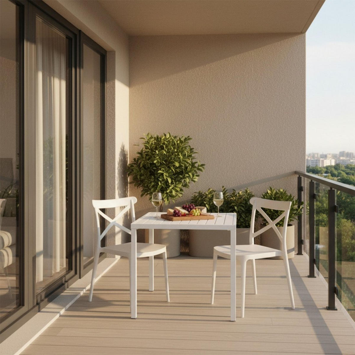 STUHL FÜR DRAUSSEN Birk Weiß 48 cm x 81 cm 4er-Set - Weiß, Kunststoff (48/81/53cm) - Klast Home