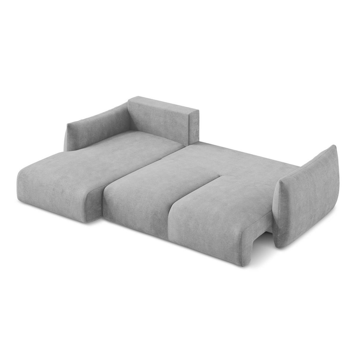 ECKSOFA mit Schlaffunktion links Chenille Stoff Grau - Hellgrau/Schwarz, Holzwerkstoff/Kunststoff (242/162cm) - LaMiaSofa
