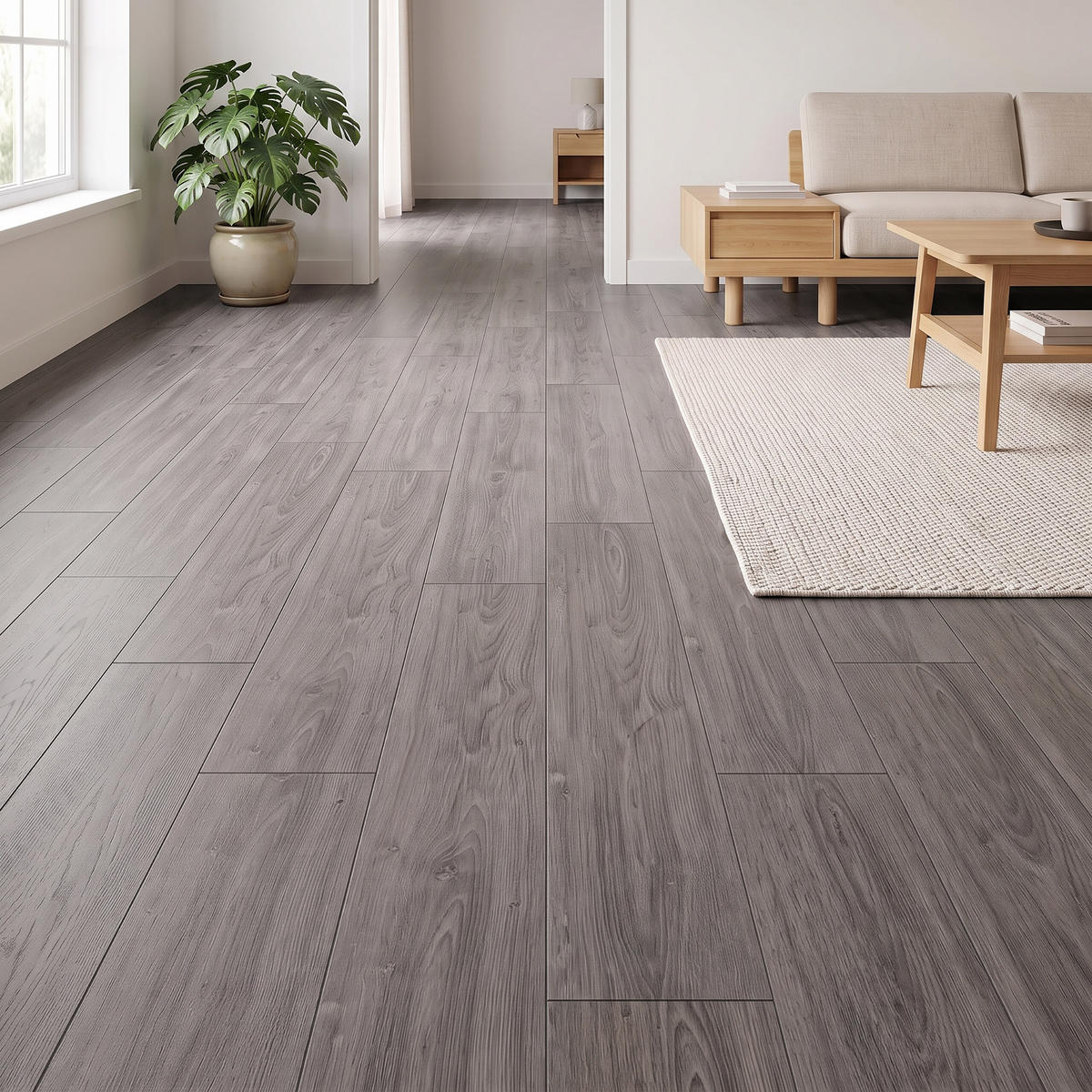 VINYLBODEN Eiche grau 36er-Set selbstklebend - Grau, Kunststoff (91.4/15.2/0.2cm) - Relaxdays