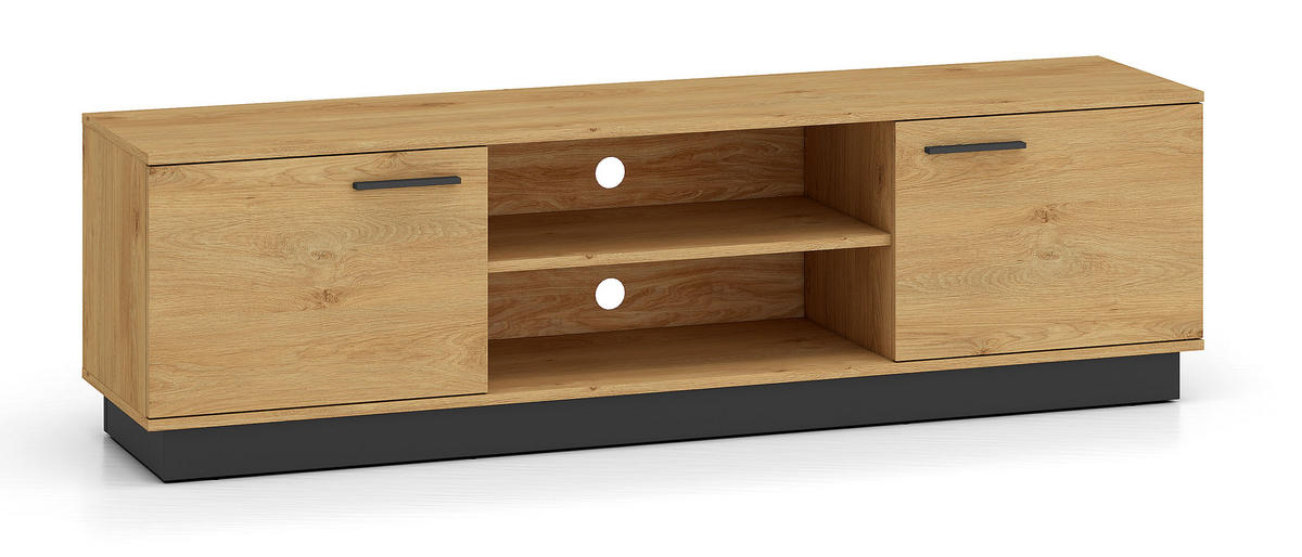 LOWBOARD Modesto Eiche Style hell / Schwarz 170 / 40 / 49 cm - Hellbraun/Eichefarben, Holz/Holzwerkstoff (170/49/40cm) - Feldmann-Wohnen
