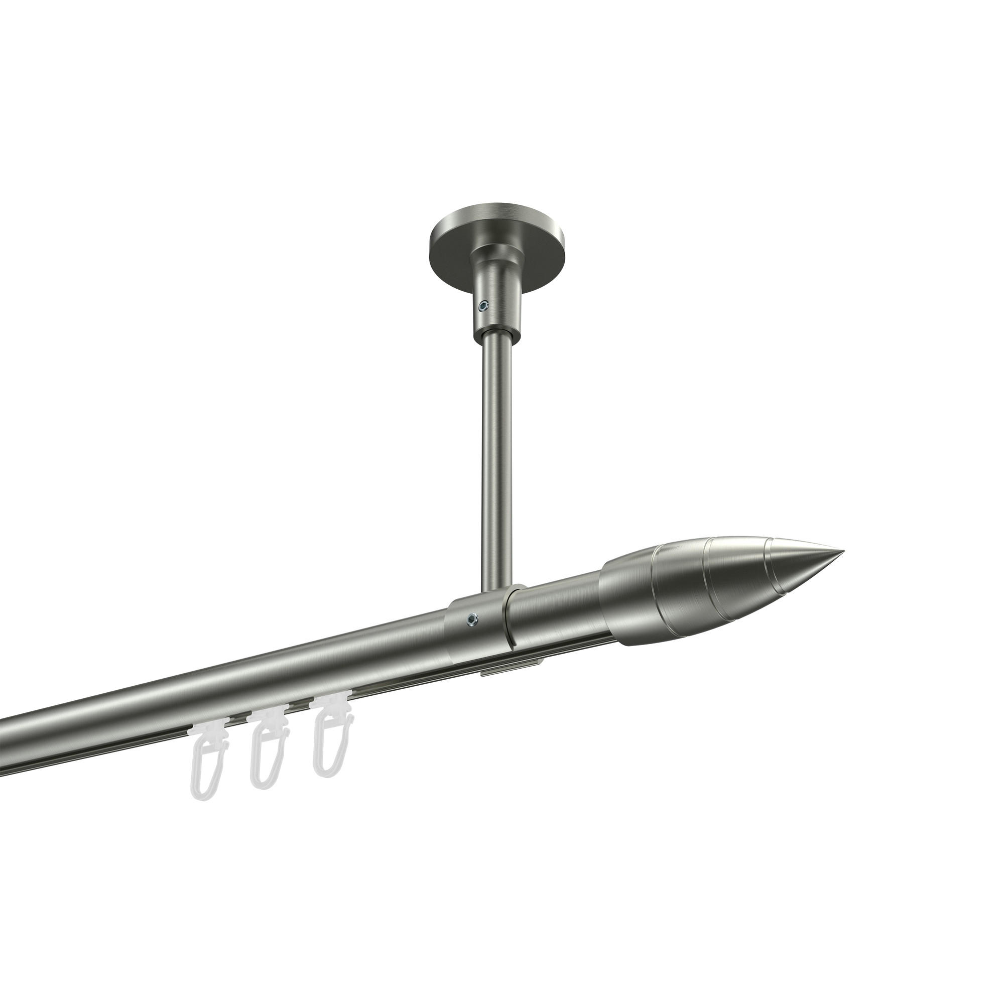 INNENLAUF-GARDINENSTANGEN-SET Sonette Samanto 300 cm (geteilt in 3 x 100 cm), 1-läufig, 20 mm Ø Edelstahl-Optik - Edelstahlfarben, Metall (300cm) - INTERDECO