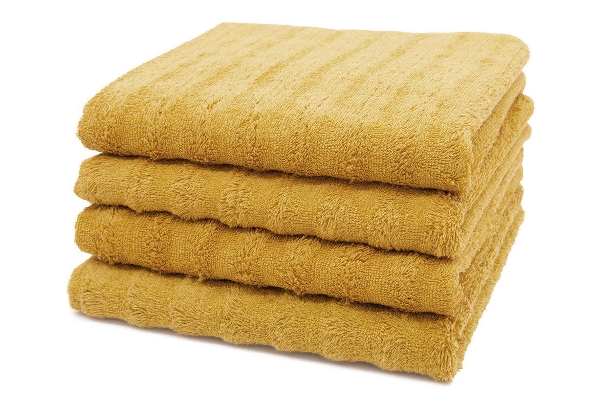 HANDTÜCHER, 4er-Set, 50x100 cm, 100% Baumwolle, Gelb - Currygelb, Textil (50/100cm) - Zollner