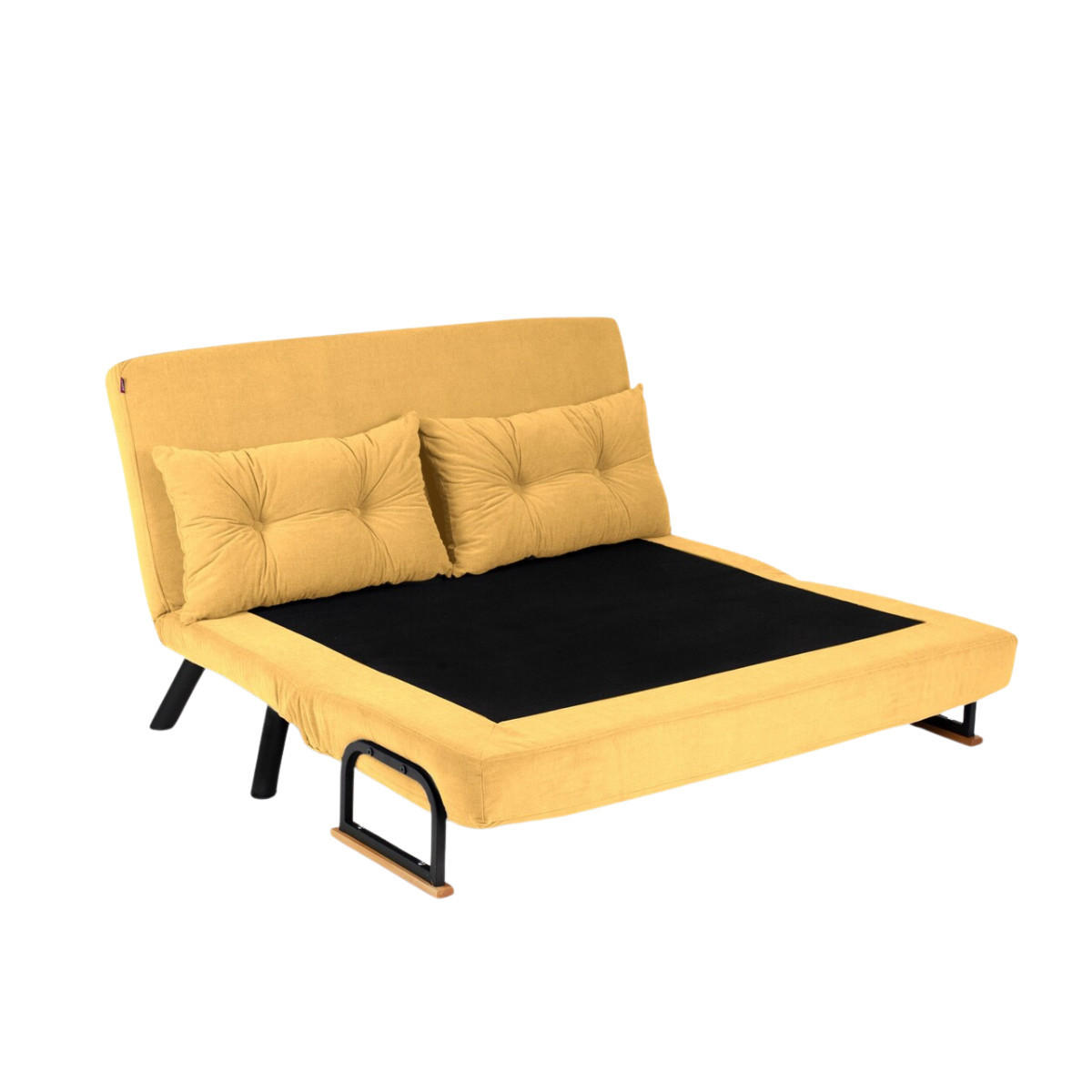 SCHLAFSOFA für 2 Personen mit Stoffbezug und Metallfüßen 133/50/41 cm - Gelb, Metall (50/41/133cm) - Calicosy