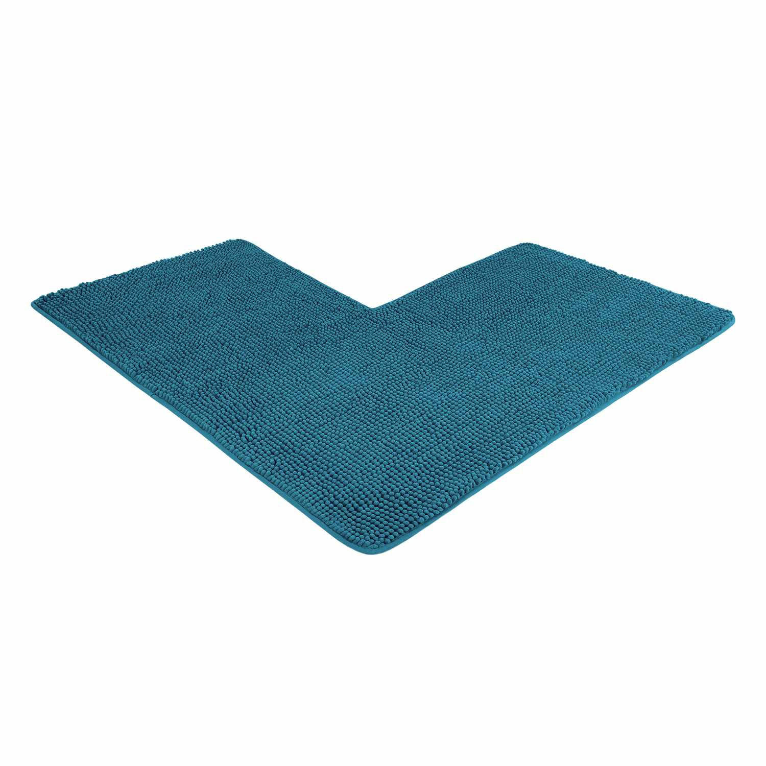 ECKBADEMATTE PARIS - Petrol, Textil (100/100cm) - WohnDirect