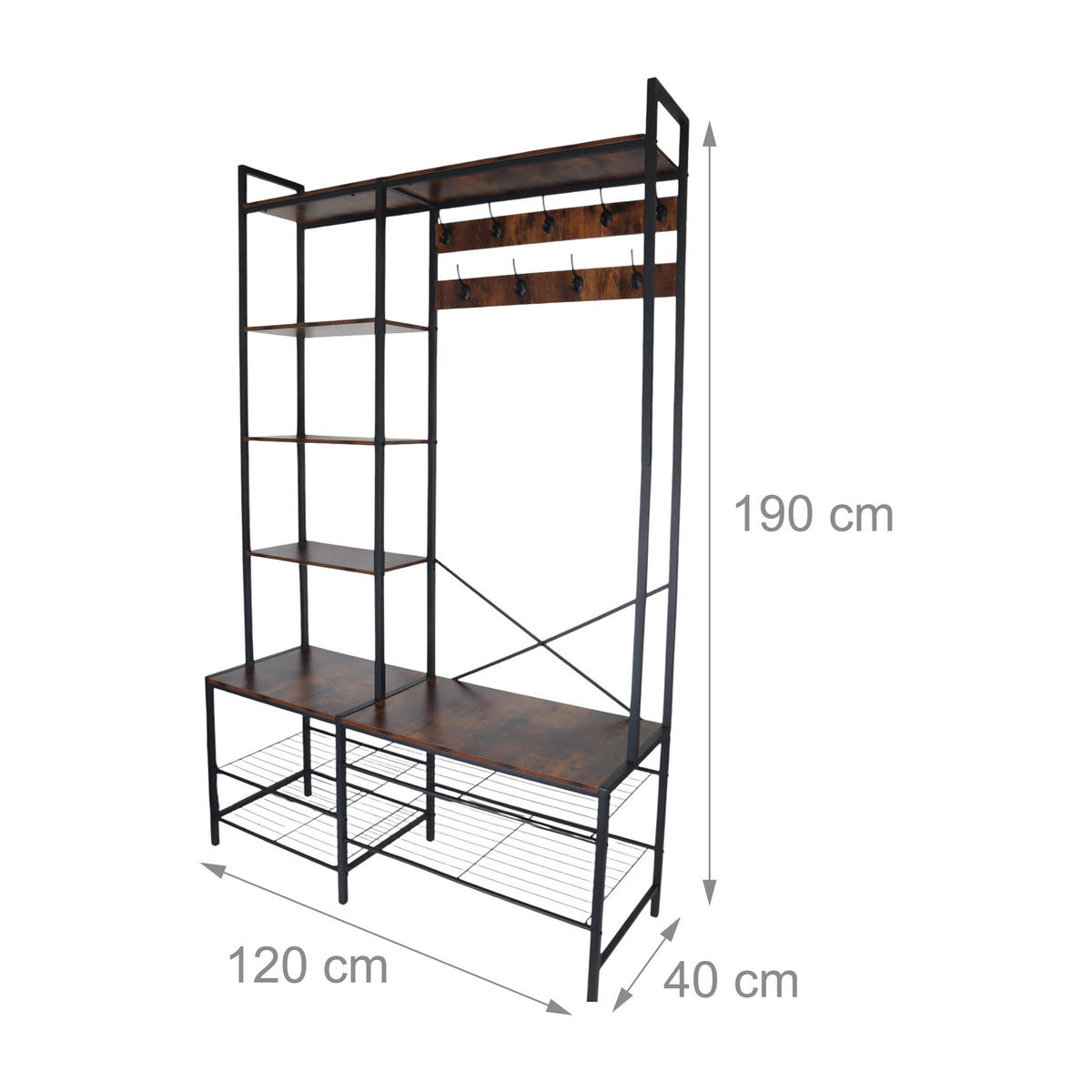 GARDEROBE - Multicolor, Holzwerkstoff/Metall (120/190/40cm) - Relaxdays