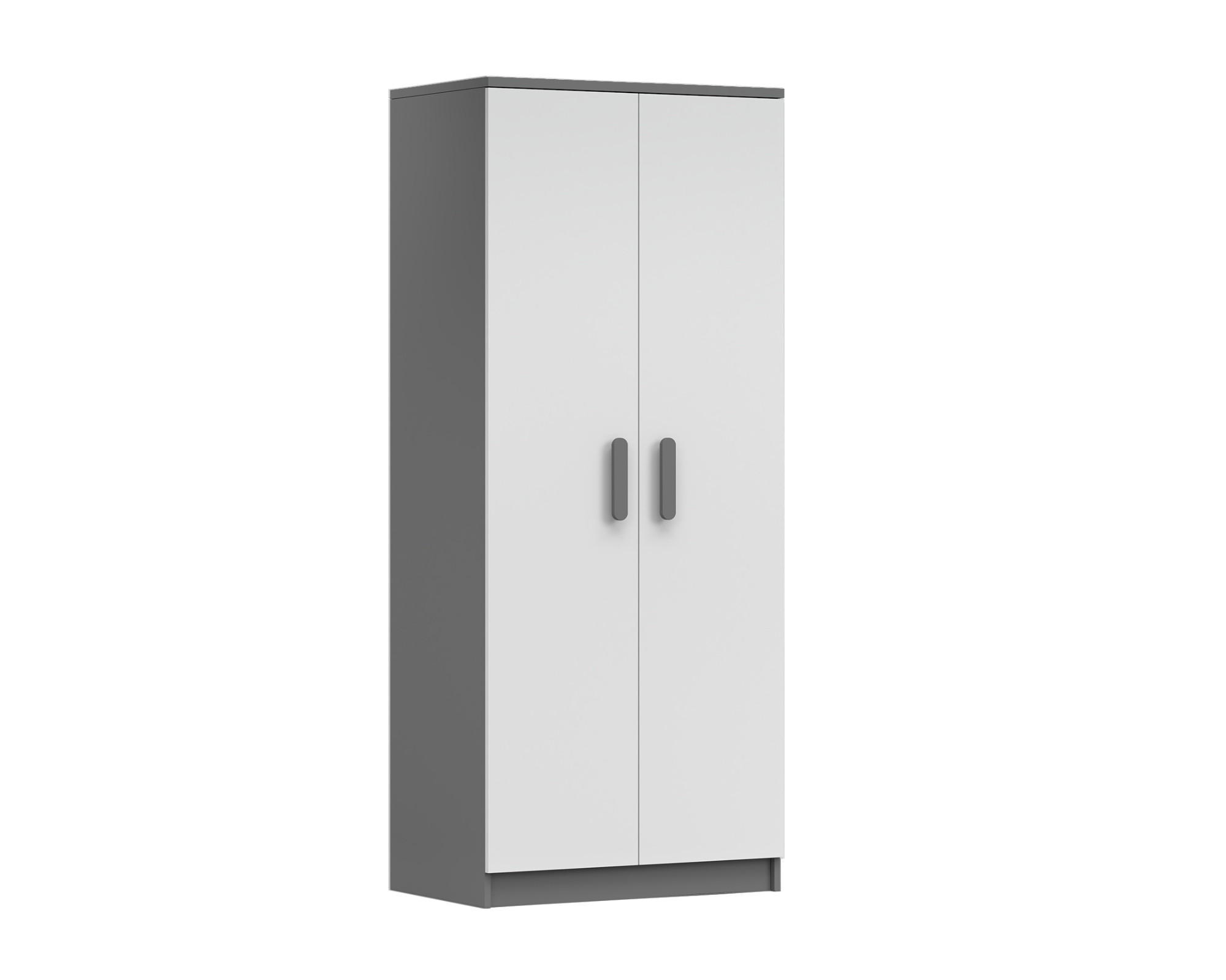 KINDERKLEIDERSCHRANK INGE 06 80/193/50 cm Weiß+Grau/Grau - Weiß/Grau, Holzwerkstoff (80/192/50cm) - Deine Möbel 24