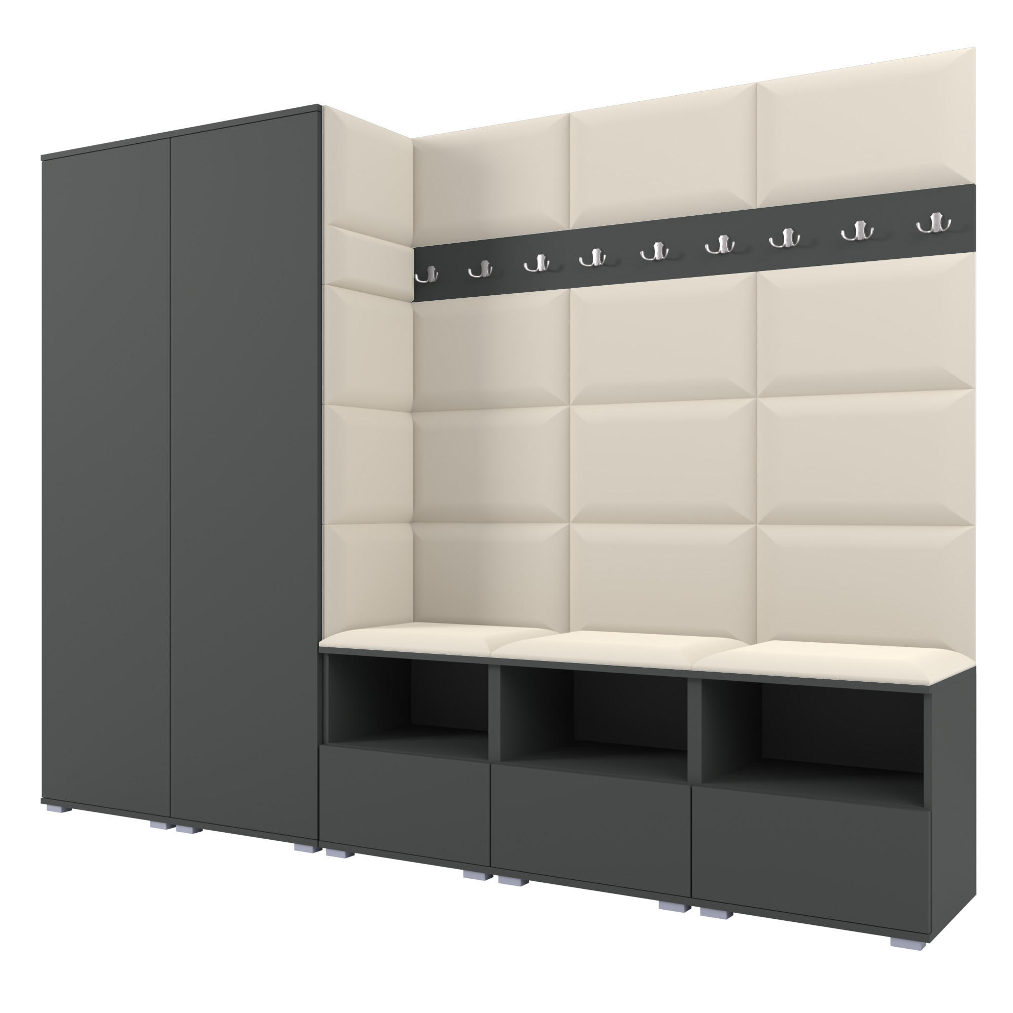 Ravio Garderobe Graphit, Creme 250x187x40 cm